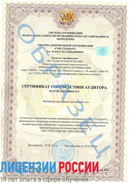 Образец сертификата соответствия аудитора №ST.RU.EXP.00006174-3 Новониколаевский Сертификат ISO 22000
